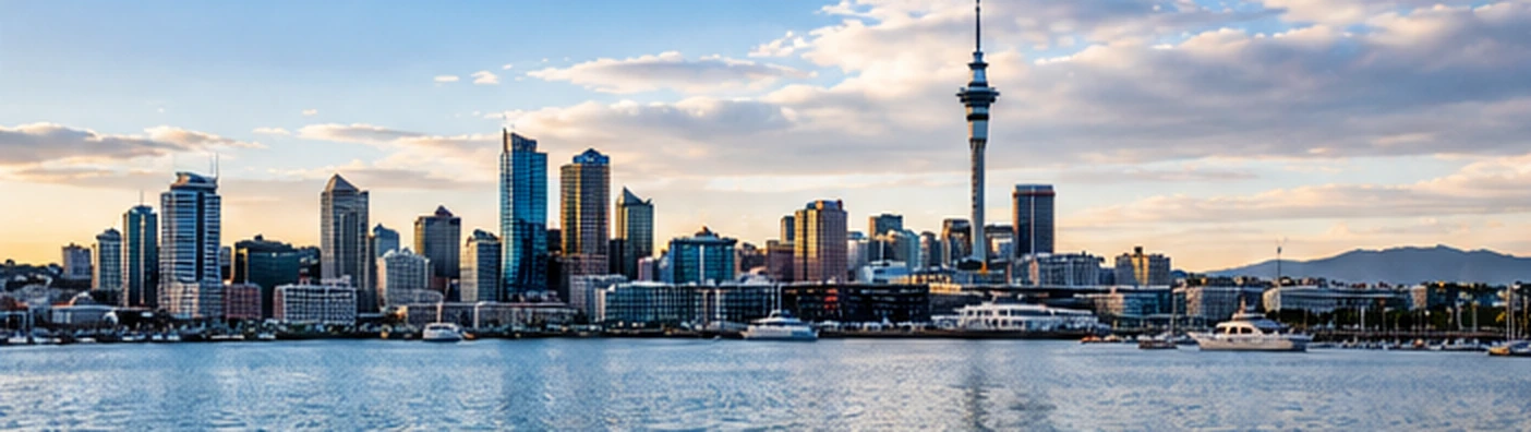 Auckland skyline and waterfront in New Zealand
