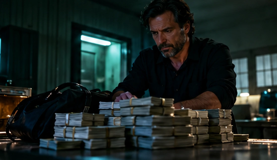 Casino drama atmosphere with bundles of cash