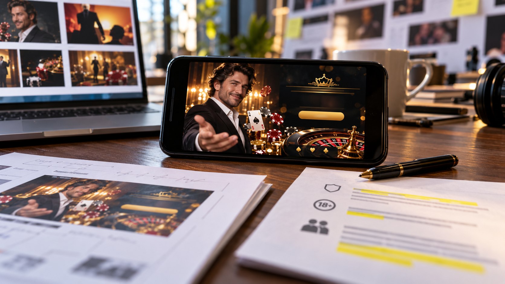 Generic casino promotional campaign reviewed on a phone