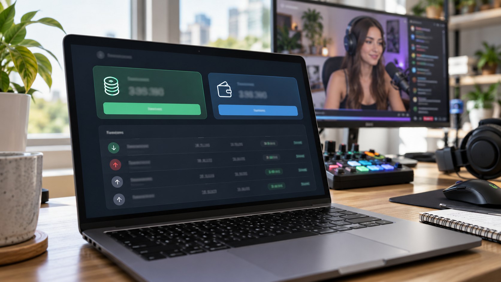 Separate account balances and withdrawal history on a casino stream desk