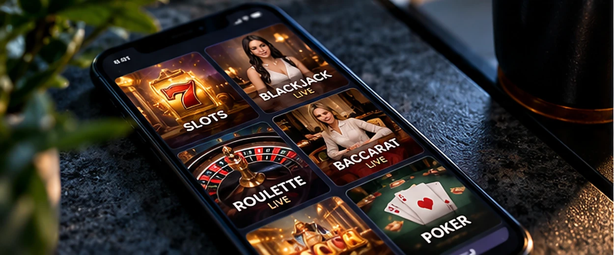 Online casino games displayed on a smartphone