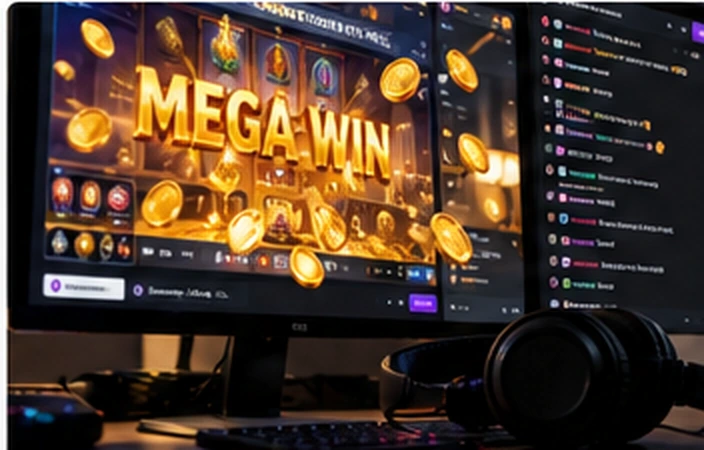 Online slot machine broadcast with live viewer chat