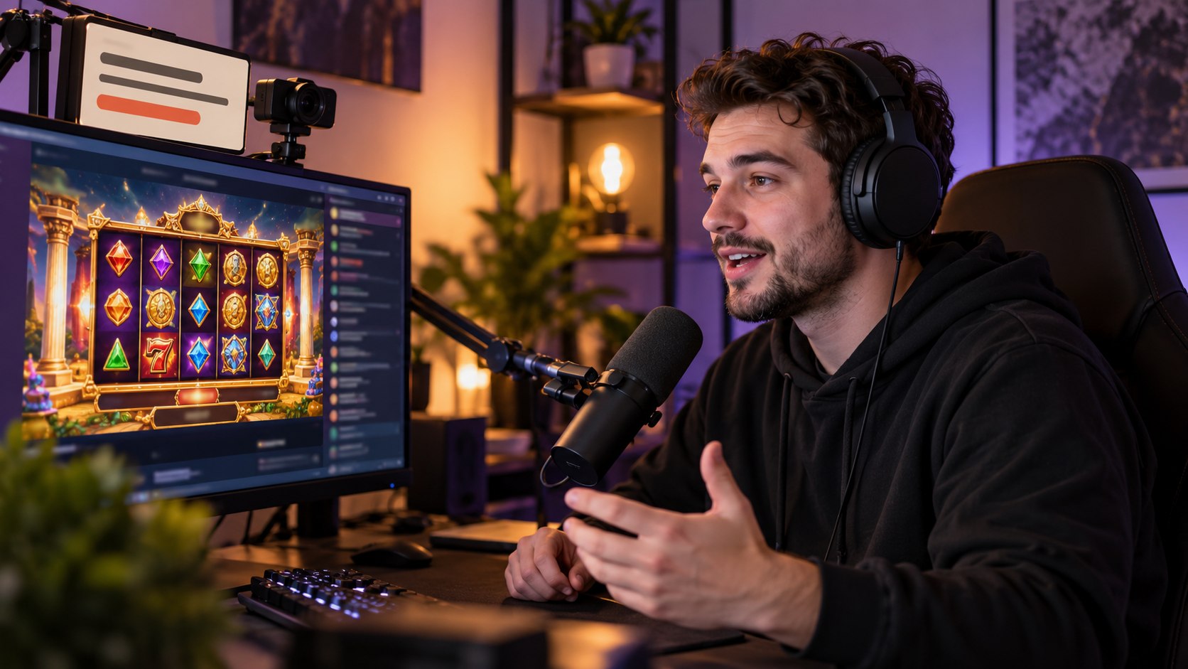 Casino livestream setup with a separate sponsorship disclosure card