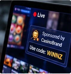 A promotional overlay presented alongside a gambling livestream.