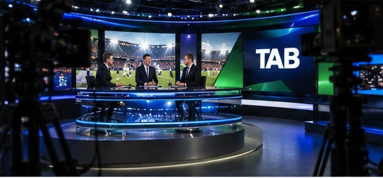 Television studio during a sports broadcast