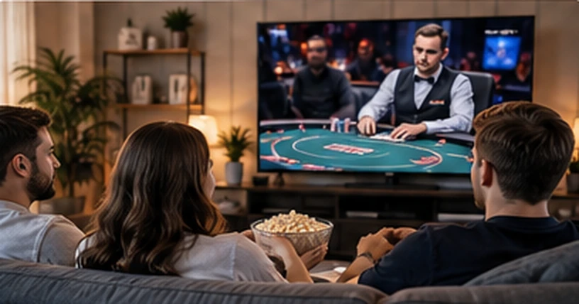 People at home watching televised poker